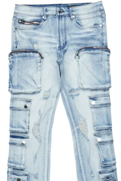 Konrad Light Blue Cargo Stacked Flare Jean -The Fresh Brand Shop KonradLightBlueCargoStackedFlareJean2