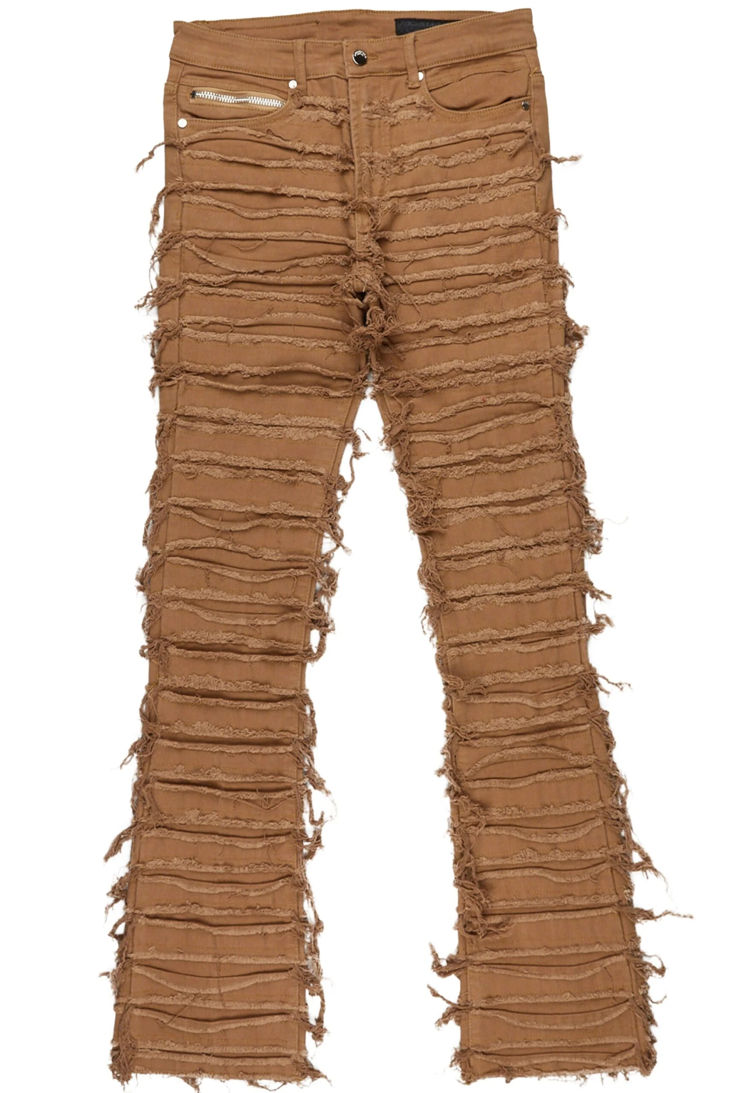 Kunno Beige Stacked Flare Jean 2 Kunno Beige Stacked Flare Jean - Image 2