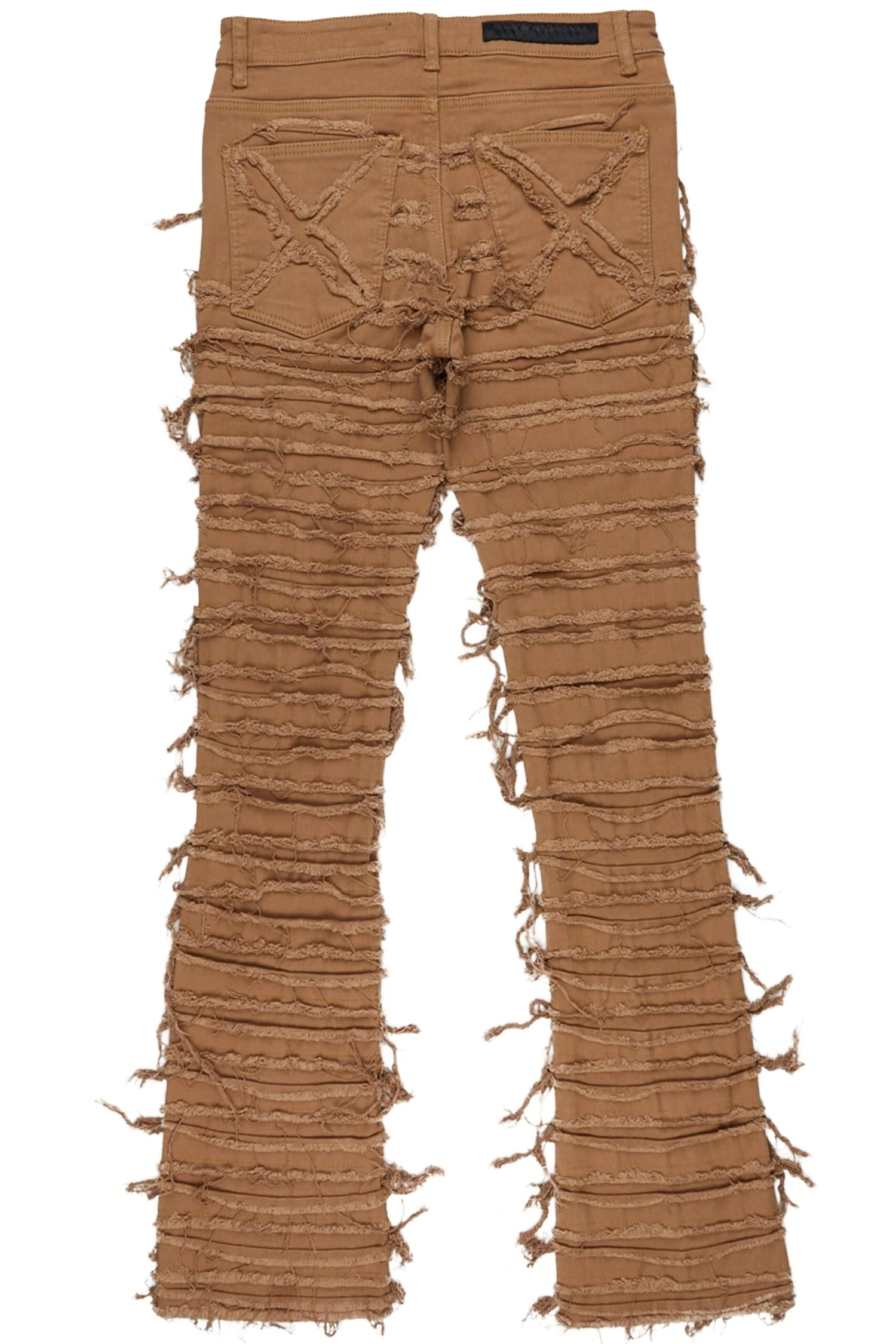 Kunno Beige Stacked Flare Jean 4 Kunno Beige Stacked Flare Jean - Image 4