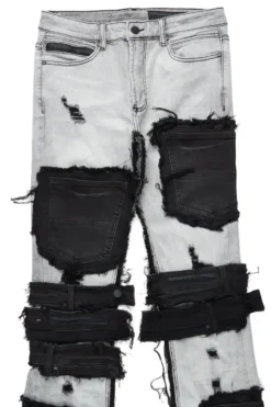 Kurt Grey/Black Patchwork Stacked Flare Jean -The Fresh Brand Shop KurtGrey BlackPatchworkStackedFlareJean2