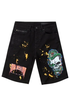 LANDO PRINTED SHORT- BLACK