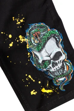 LANDO PRINTED SHORT- BLACK -The Fresh Brand Shop Lando Denim Shorts Black 3 scaled