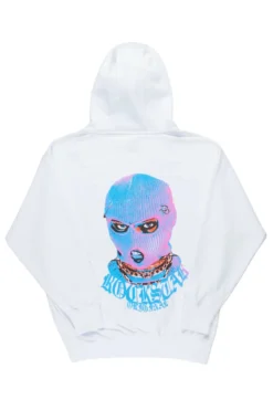 Murdra Graphic White/Blue Hoodie