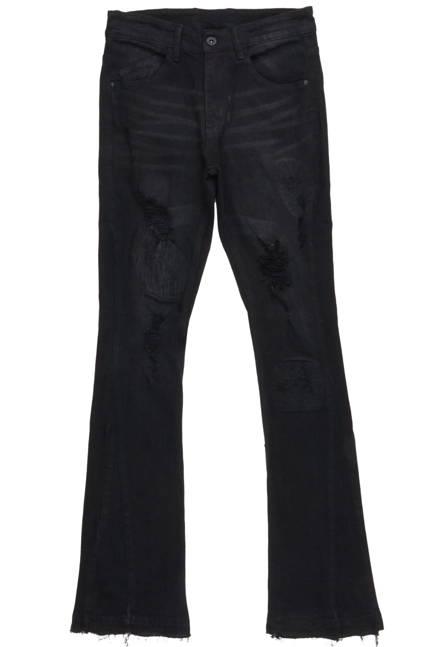 Mylo Jet Black Stacked Flare Jean 2 Mylo Jet Black Stacked Flare Jean - Image 2