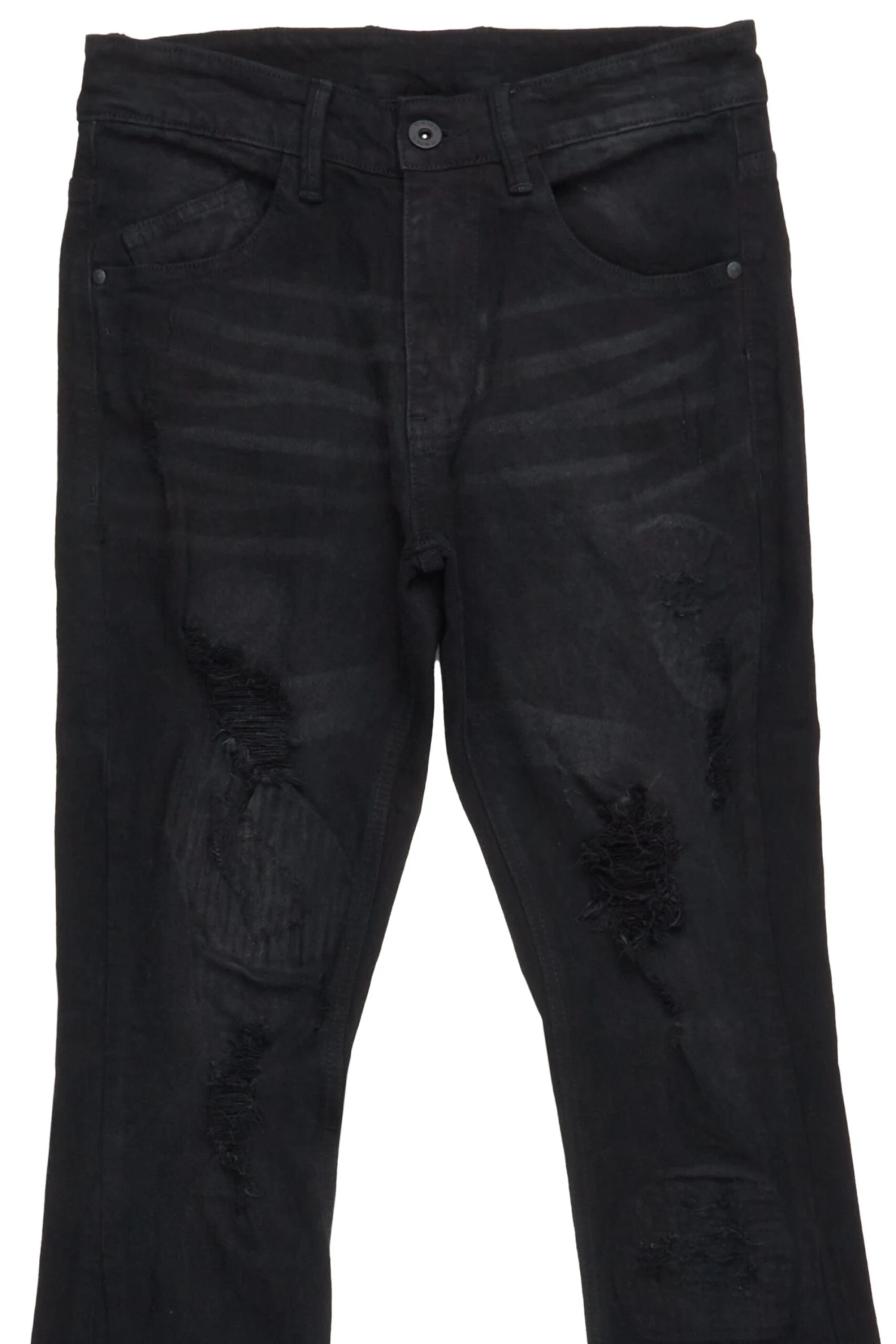 Mylo Jet Black Stacked Flare Jean 3 Mylo Jet Black Stacked Flare Jean - Image 3