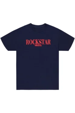 OCTAVIO PRINTED T-SHIRT-NAVY/RED