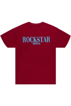 OCTAVIO PRINTED T-SHIRT-MAROON/BLUE