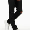 Oscar Black Knee Slit 5 Pocket Jean Straight Fit