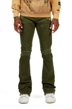 Rebel Olive Stacked Flare Jean -The Fresh Brand Shop Rebel Olive Flare Jean MODEL scaled