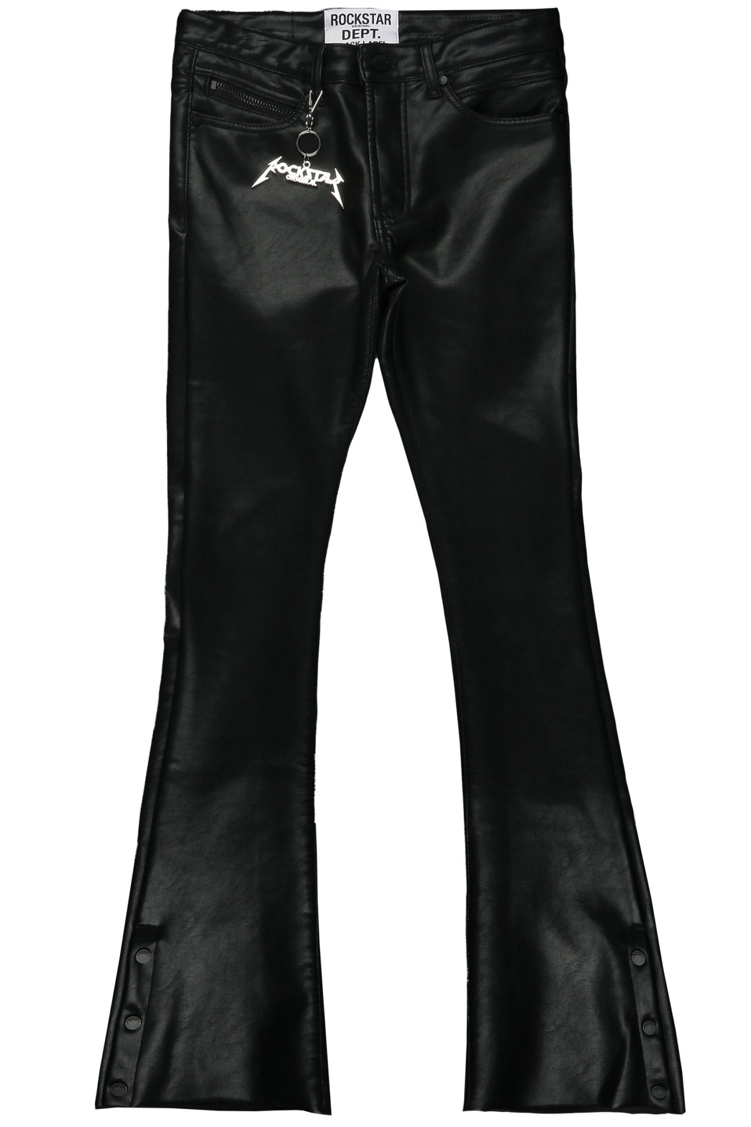 Ennis Black PU Stacked Flare Jean 5 Ennis Black PU Stacked Flare Jean - Image 5