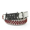 SILAS ROCKSTAR LOGO BELT- WHITE/RED