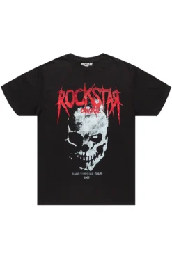 SKULL & TRIBAL T-SHIRT-BLACK