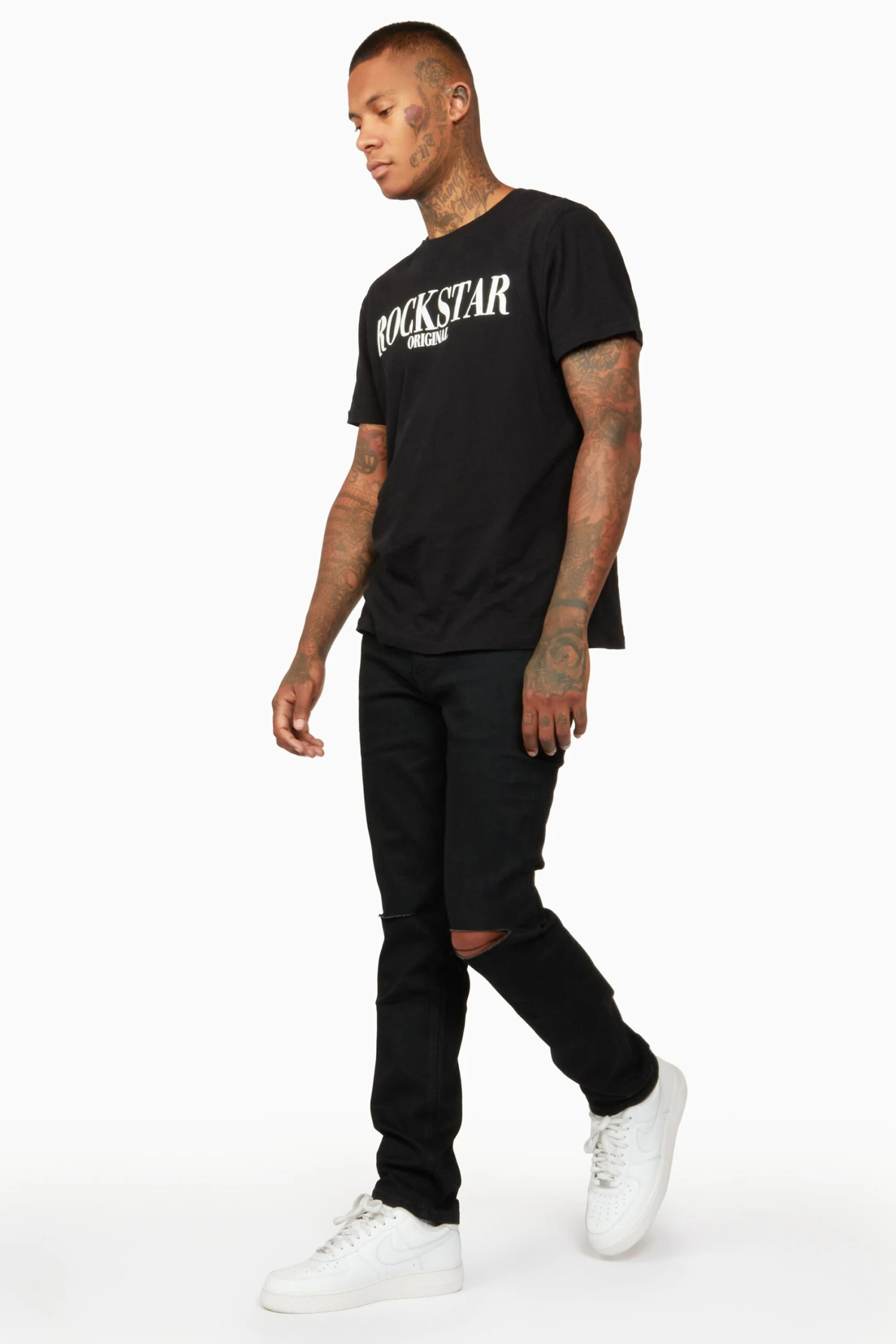 Oscar Black Knee Slit 5 Pocket Jean Straight Fit 12 Oscar Black Knee Slit 5 Pocket Jean Straight Fit - Image 12