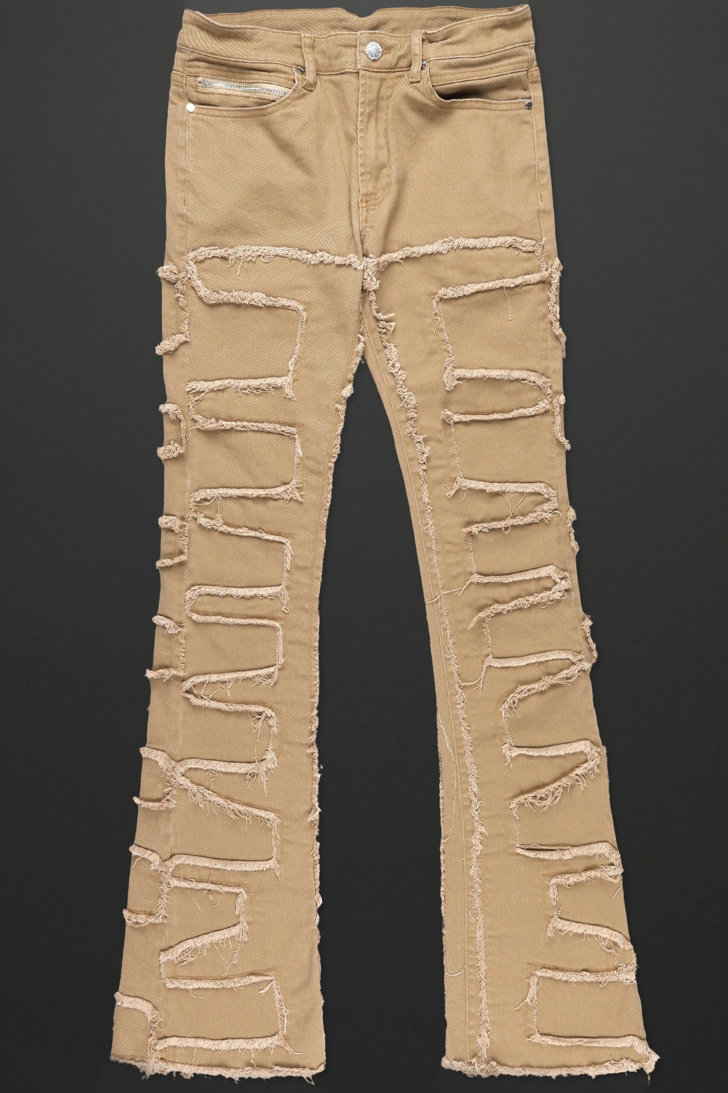 Gavin Beige Stacked Flare Jean 3 Gavin Beige Stacked Flare Jean - Image 3
