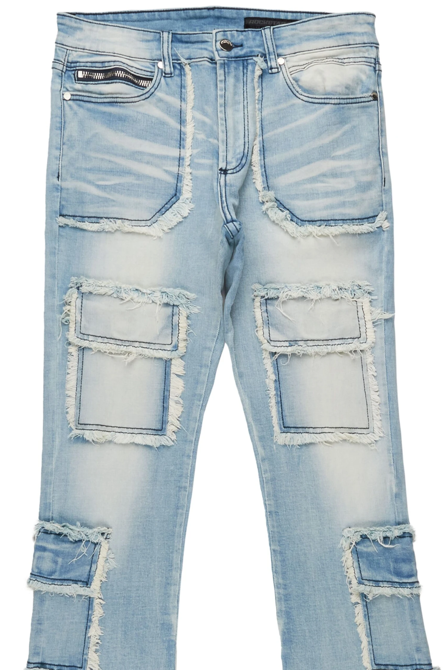 Tyrell Blue Stacked Flare Cargo Jean 7 Tyrell Blue Stacked Flare Cargo Jean - Image 7