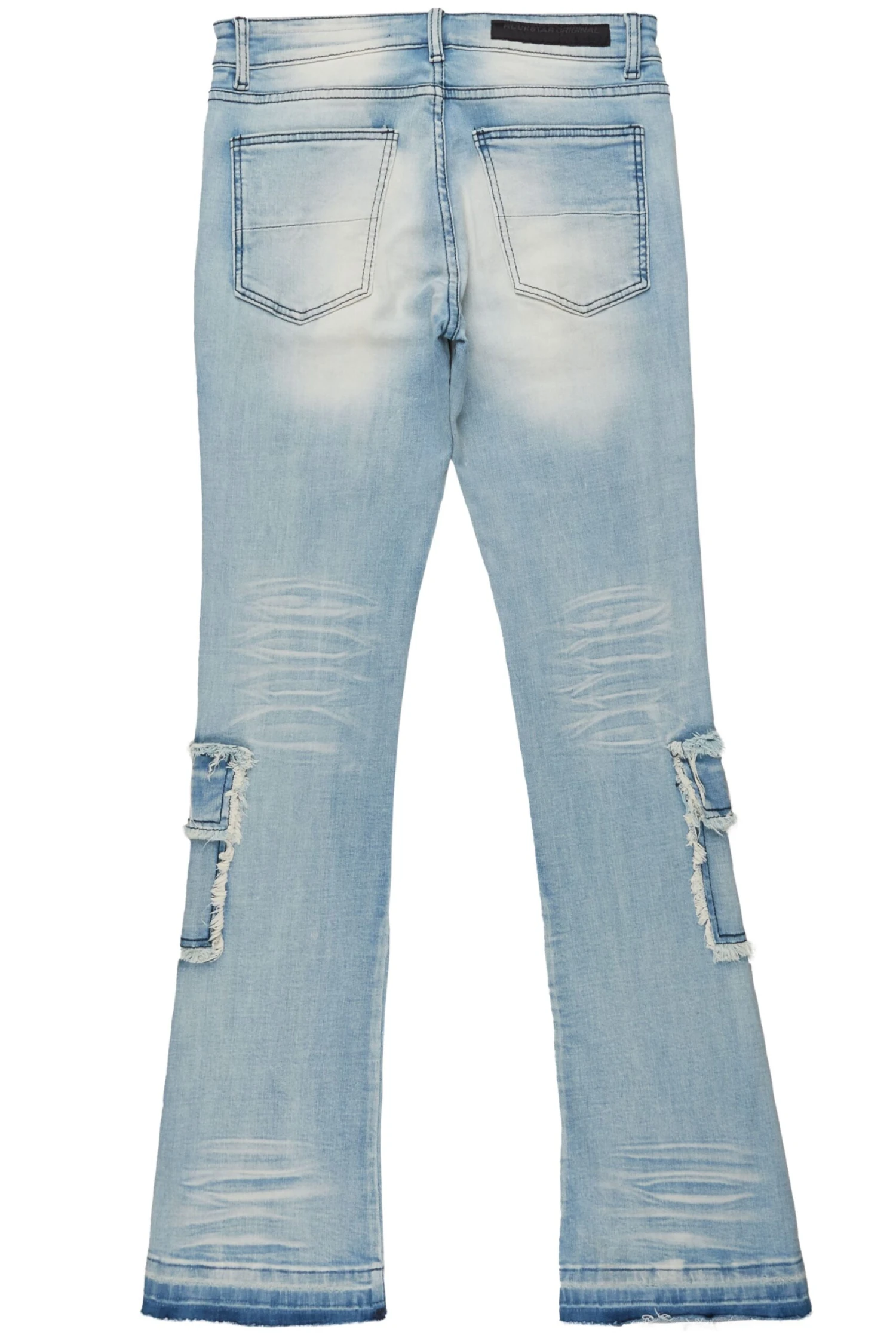 Tyrell Blue Stacked Flare Cargo Jean 8 Tyrell Blue Stacked Flare Cargo Jean - Image 8