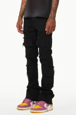 The Fresh Brand Shop 16 Tyrell Black Stacked Flare Cargo Jean