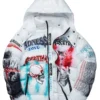 White Nash Graphic Print Puffer Jacket