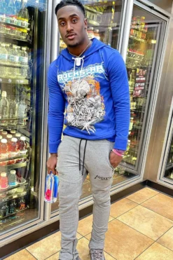 ZONE PRINTED HOODIE-ROYAL BLUE